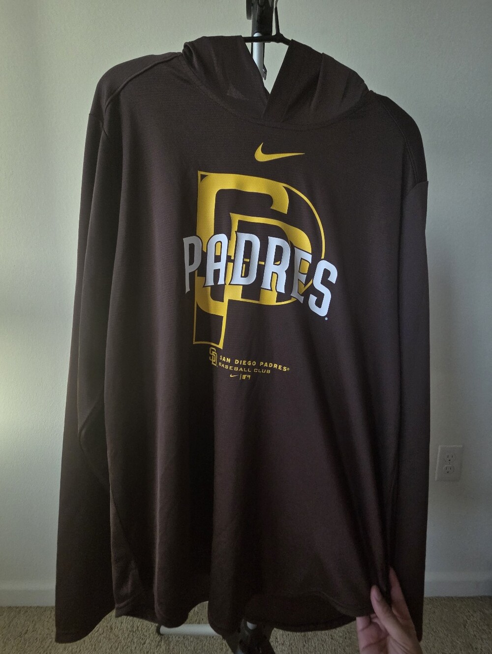 Nike San Diego Padres Authentic Collection Dri-FIT Hoodie Sweatshirt Brown Men's